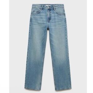 MANGO Miami Medium-Rise Straight-Fit Jeans | Light Wash | Size 6 | 100% Cotton